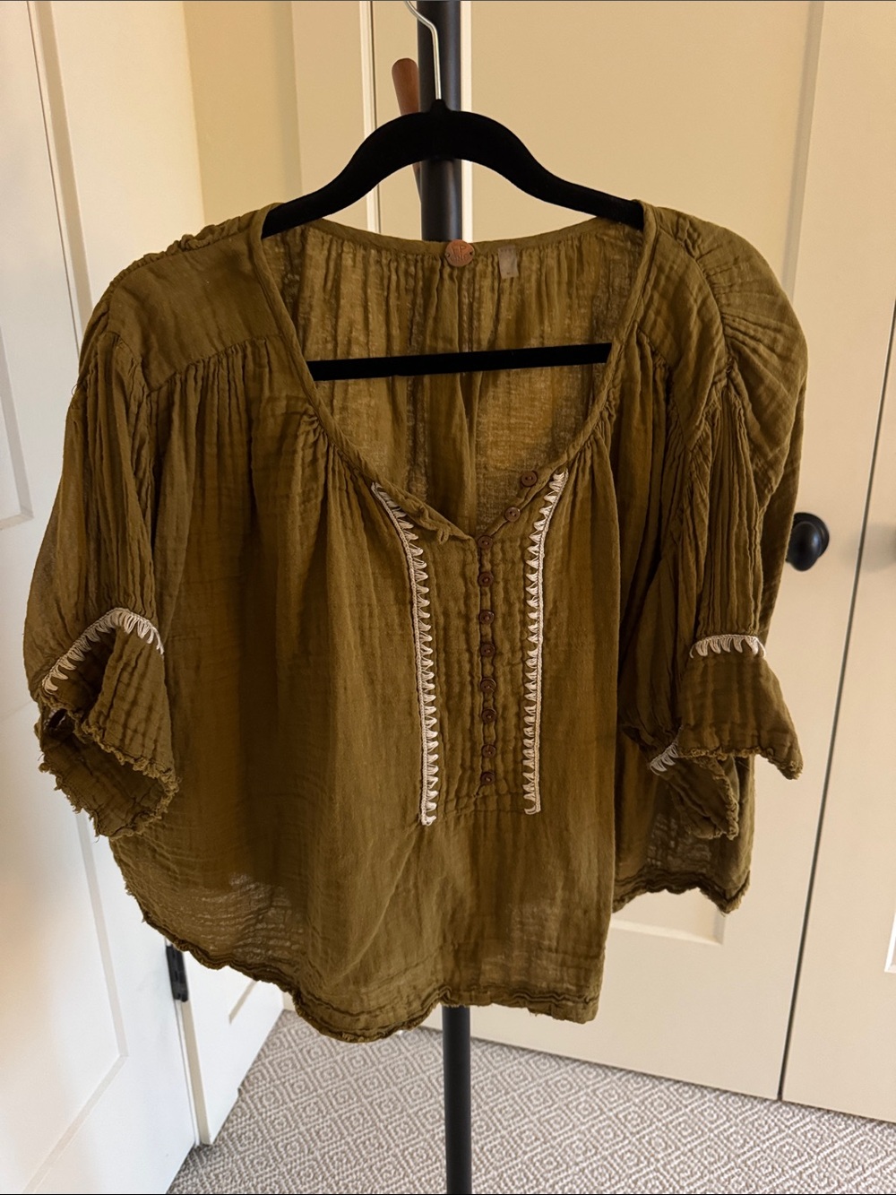 Free People One Boxy Linen Short Sleeve | Size S